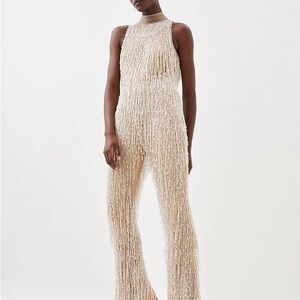 Karen Millen Beaded Cream Jumpsuit